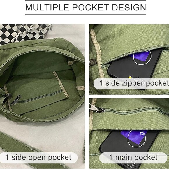 Womens Canvas Hobo Bags Large Shoulder Bags Casual Crossbody Bags Satchel Bag Me - Picture 3 of 6